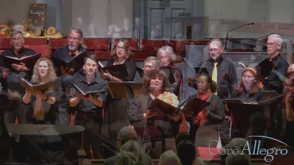 A still from CoroAllegro performing "Meet Me Here - words & music by Craig Hella Johnson"